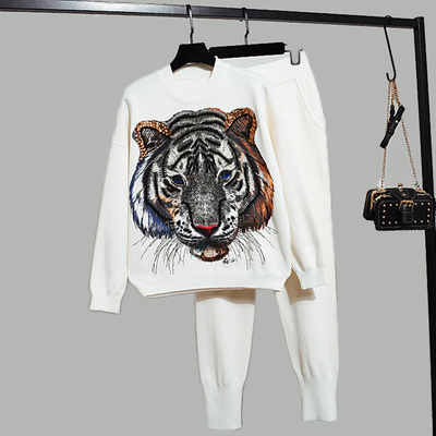 WC2203 Women's Winter Embroidered Two-Piece Set for Women's Leisure Wear in Casual Style