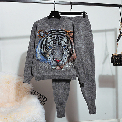 WC2203 Women's Winter Embroidered Two-Piece Set for Women's Leisure Wear in Casual Style