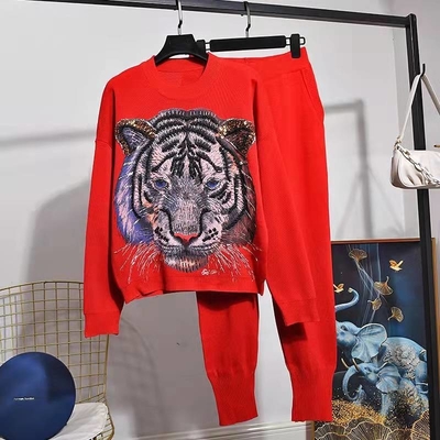 WC2203 Women's Winter Embroidered Two-Piece Set for Women's Leisure Wear in Casual Style