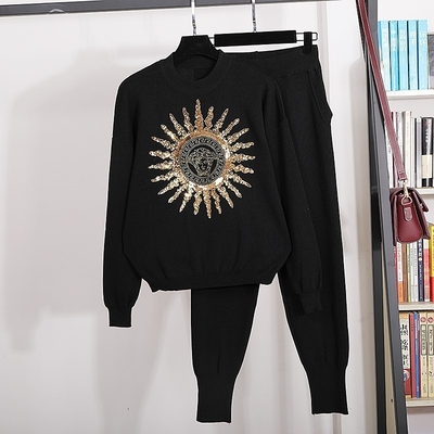WC2203 Women's Winter Embroidered Two-Piece Set for Women's Leisure Wear in Casual Style