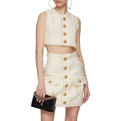 Custom Logo Accepted SR2276 Three-piece Winter Women's Jacket and Bodycon Mini Skirt Set for Elegant Parties