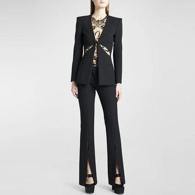 Upgrade Your Wardrobe with SR2277 Women's V-Neck Suit in Regular Sleeve Polyester Cotton Fabric