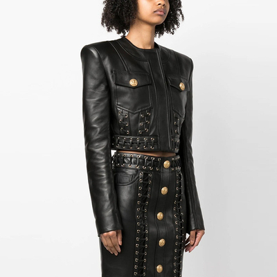 s SR2274 Kimshein Women's Luxurious Clothing Elegant Suit with Button Leather Women's Wear Perfect Combination of Style