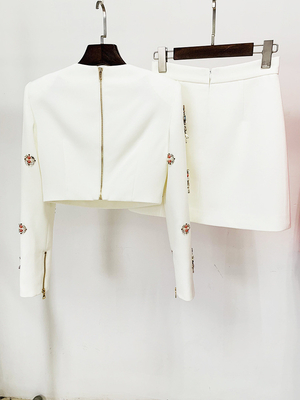 Stock/Ready-to-Ship SR2275 Two-Piece Dress and Elegant for Women Colorful Crystal Long Sleeves 240g Fabric Weight