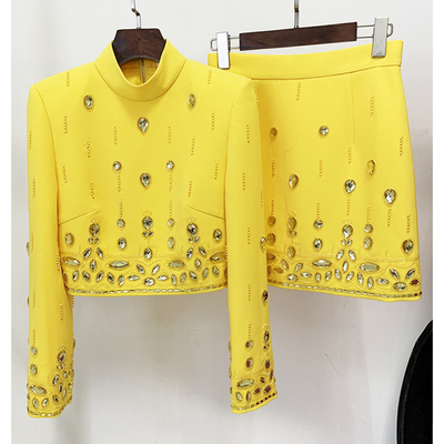 Kimshein SR2273 Yellow Luxurious Spring/Autumn Outfit Regular Sleeves and Round Neck Craftsmanship Exquisite Craftsmanship