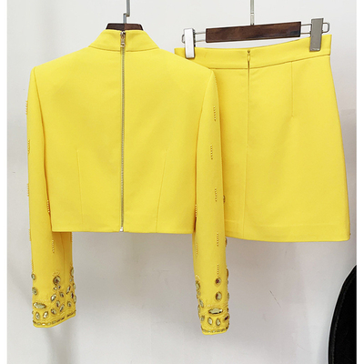 Kimshein SR2273 Yellow Luxurious Spring/Autumn Outfit Regular Sleeves and Round Neck Craftsmanship Exquisite Craftsmanship