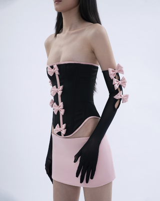 Quick-Dry Fashion BD2295 End Fashion Club Women's Knitted Tight Dress and Matching Crop Top Set in Pink for Fall Season