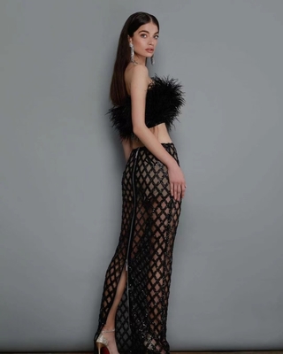 BD2269 Women's Birthday Sequin Two-Piece Set for Evening Party and Dance Sexy Beaded Glitter Dress