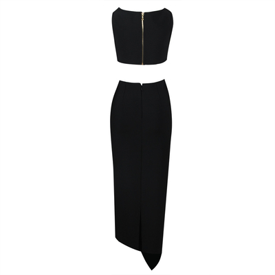 Origin Kimshein Women's Clothing Luxury Fashion Design Top and Long Skirt Glitter Suit for Party Pure Color Pattern
