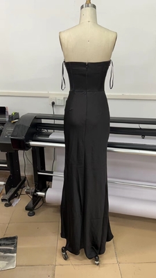 ED2544 Black Evening Dress Sexy Slim Fit Mermaid Style Pleated Retro Knit Party Wedding Party Floor Length for Women's