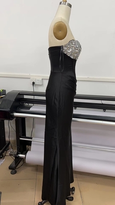 ED2544 Black Evening Dress Sexy Slim Fit Mermaid Style Pleated Retro Knit Party Wedding Party Floor Length for Women's