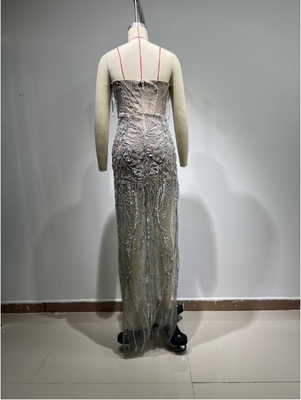 Elegant Handmade ED2668 Women's Tight Fringe Decorated Casual Evening/Night Natural Waistline Knitted Dress