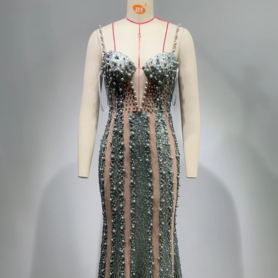 Blue Satin Dress with Off-Shoulder Design and Beautiful Rhinestone Embellishments Tailored to Your Specifications