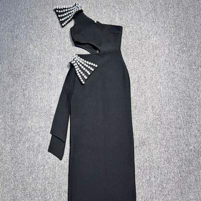 Water Diamond Bandage Dress for Women's Elegant Appearance Kimsheinfashion Summer Dress featuring Embossed Printing