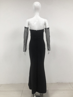 SB3281 Kimshein 3D Flower Bodycon Bandage Party Dress in Black Maxi Design for a Glamorous and Sophisticated Look