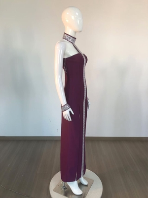 Kimshein SB3057 end Women's Dress with Luxurious Diamond Sexy Backless Design Extra Long Fashionable Bandage Party Dress