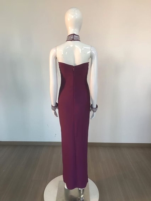 Kimshein SB3057 end Women's Dress with Luxurious Diamond Sexy Backless Design Extra Long Fashionable Bandage Party Dress