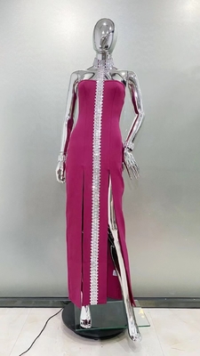 Kimshein SB3057 end Women's Dress with Luxurious Diamond Sexy Backless Design Extra Long Fashionable Bandage Party Dress
