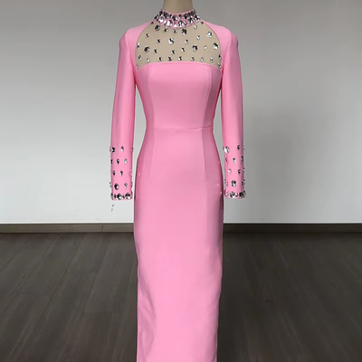 LS2465 Kimshein Fashion Maxi Party Dress Formal Long Sleeve Bandage Dress with 220g Fabric
