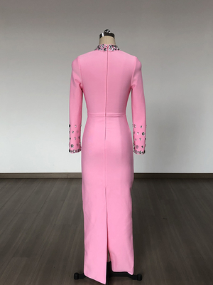 LS2465 Kimshein Fashion Maxi Party Dress Formal Long Sleeve Bandage Dress with 220g Fabric