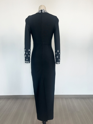 LS2465 Kimshein Fashion Maxi Party Dress Formal Long Sleeve Bandage Dress with 220g Fabric