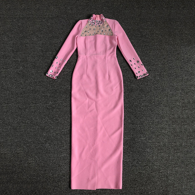 LS2465 Kimshein Fashion Maxi Party Dress Formal Long Sleeve Bandage Dress with 220g Fabric