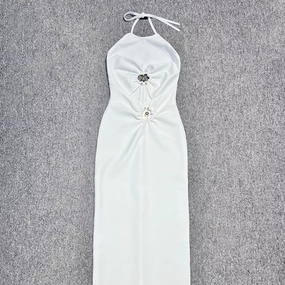 High Slit Backless Maxi Dress in Stretchy Fabric Ideal for Elegant Parties and Formal Events