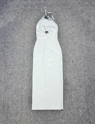 High Slit Backless Maxi Dress in Stretchy Fabric Ideal for Elegant Parties and Formal Events