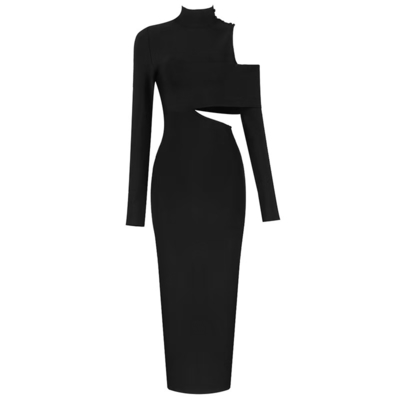 Full Sleeve LS2578 Women's Classic Fashion Casual Dress Long Sleeve Party Dress Elegant Bandage Dress with Other Decorations