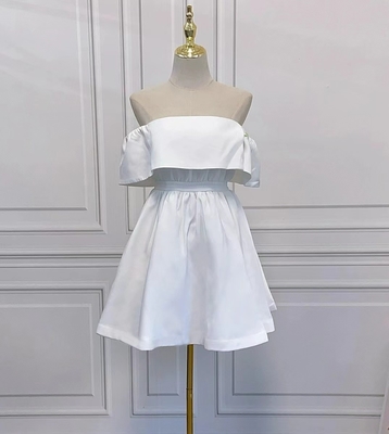 Color Blocking White Polyester Customizable Sleeveless Dress for Elegant Summer Parties and Festivals