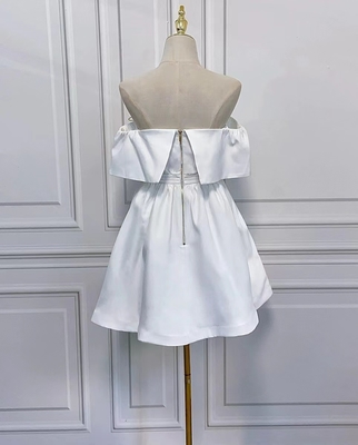 Color Blocking White Polyester Customizable Sleeveless Dress for Elegant Summer Parties and Festivals