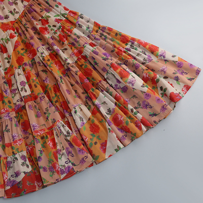 Color Blocking Technique Boho Floral Print Maxi Dress Elegant Summer Casual Party Dress for Women from Guangdong