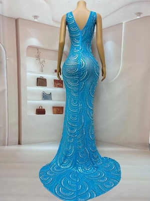 AD1852 end Women's Sexy Maxi Dress Sleeveless Train Dress with High Slit A Perfect Combination of Luxury and Sensuality