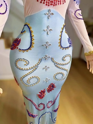 AD2221 Women's Sexy Party Long Dress Elegant Cocktail Fashion Dress with Water Diamond Snowmobile Dress