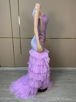 AD2102 Floor Length Classic Evening Gown End Elegant Netted Dress Irregular Shape Perfect for Snowmobiles