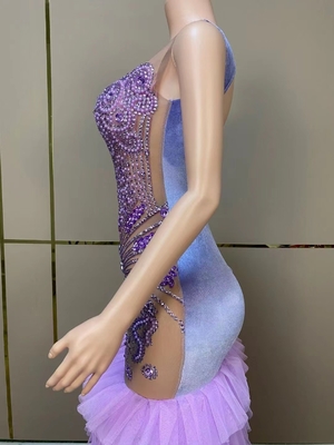 AD2102 Floor Length Classic Evening Gown End Elegant Netted Dress Irregular Shape Perfect for Snowmobiles