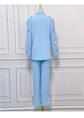 Kimshein SR2269 Spring Women's Feather Clothing Set Pure Color and Water Drill Crystal for Customer Requirements