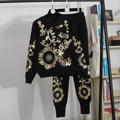 WC2202 Women's Winter Sweater with Pearl Decoration Regular Sleeve Size S-2XL Fabric Pearl Embellishment