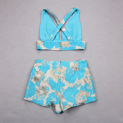 FD2271 Retro Jacquard Fabric Cut Top and Skirt Knitted Two-Piece Women's Set in Thin Weaving Method for Fashion Clothing