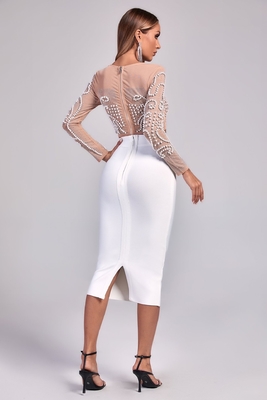 SS2250 Long Sleeve Top and Shimmering Two-Piece Set crafted from Artificial Silk Material for Spring Casual Dress