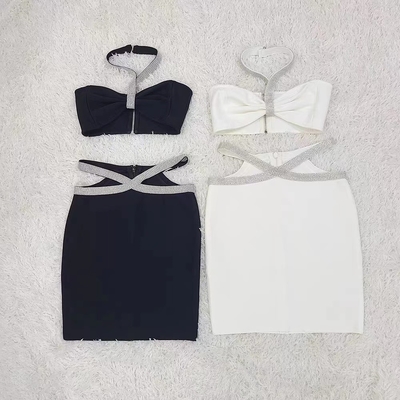 Summer Season FD2489 Designer Short Elegant and Fashionable Sleeveless Off-Shoulder Two-Piece Set for Women's Party Wear