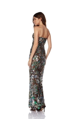 ED2654 Women's Shimmering Party Dress Sleeveless Sequin Maxi Dress with Floral Design at Luxury Ballroom