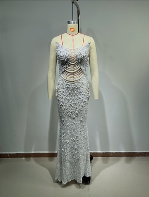 ED2612 220g Pearl Strapless Wedding Dress for Women without Print Method