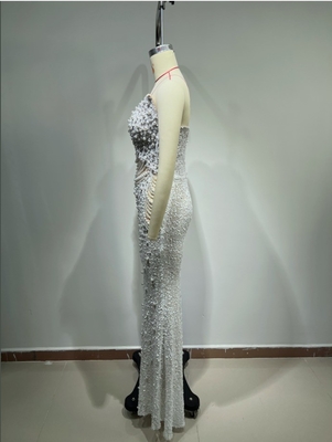 ED2612 220g Pearl Strapless Wedding Dress for Women without Print Method