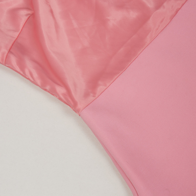 kimsheinfashion SB3037 Single Shoulder Women's Cocktail Dress in Light Pink with Ruffle Trim and Bandage Design