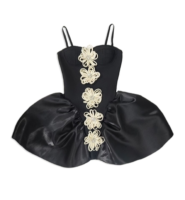 Silky Satin Fabric Strapless Mini Dress Luxurious Bandage Floral Bodycon Elegant Party Dress