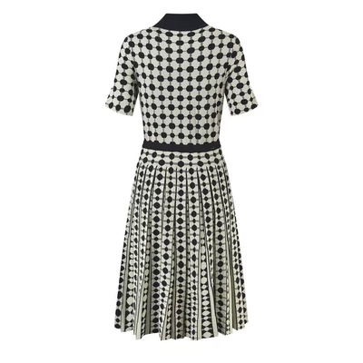 Customizable Logo Position and Embossed Printing Method Knitted Fabric Casual Retro Dress for SB3297 Fashion Spring Dress