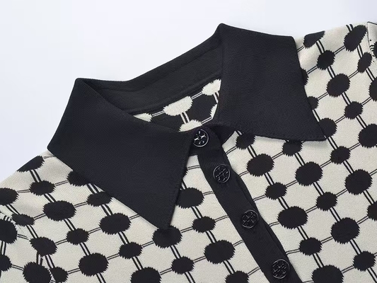 Customizable Logo Position and Embossed Printing Method Knitted Fabric Casual Retro Dress for SB3297 Fashion Spring Dress