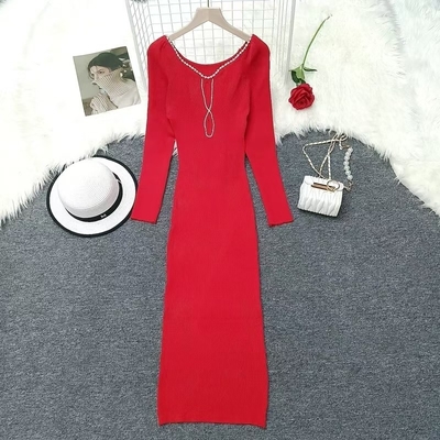 KD2318 Fashionable Winter Women's Elegant Mature Knit Dress Popular Women's Daily Life for Sophisticated and Stylish Look