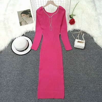 KD2318 Fashionable Winter Women's Elegant Mature Knit Dress Popular Women's Daily Life for Sophisticated and Stylish Look